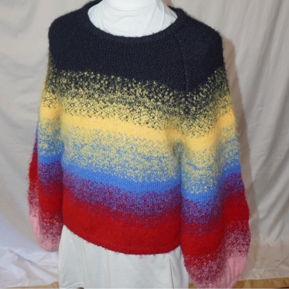 STAUD Designer Sample Thick Balloon Sleeve Ombre Sweater S RARE. NWOT
